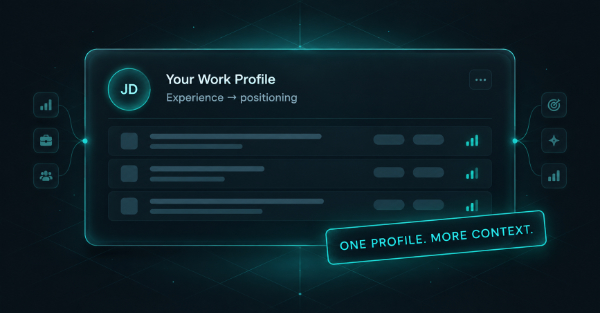 Kaslo Work Profile organizing career experience and positioning in one connected view.